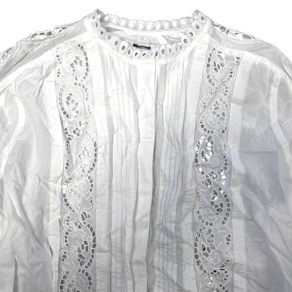 NWT Madewell Lace-Inset Pintucked Button Up White Size S - Picture 7 of 9